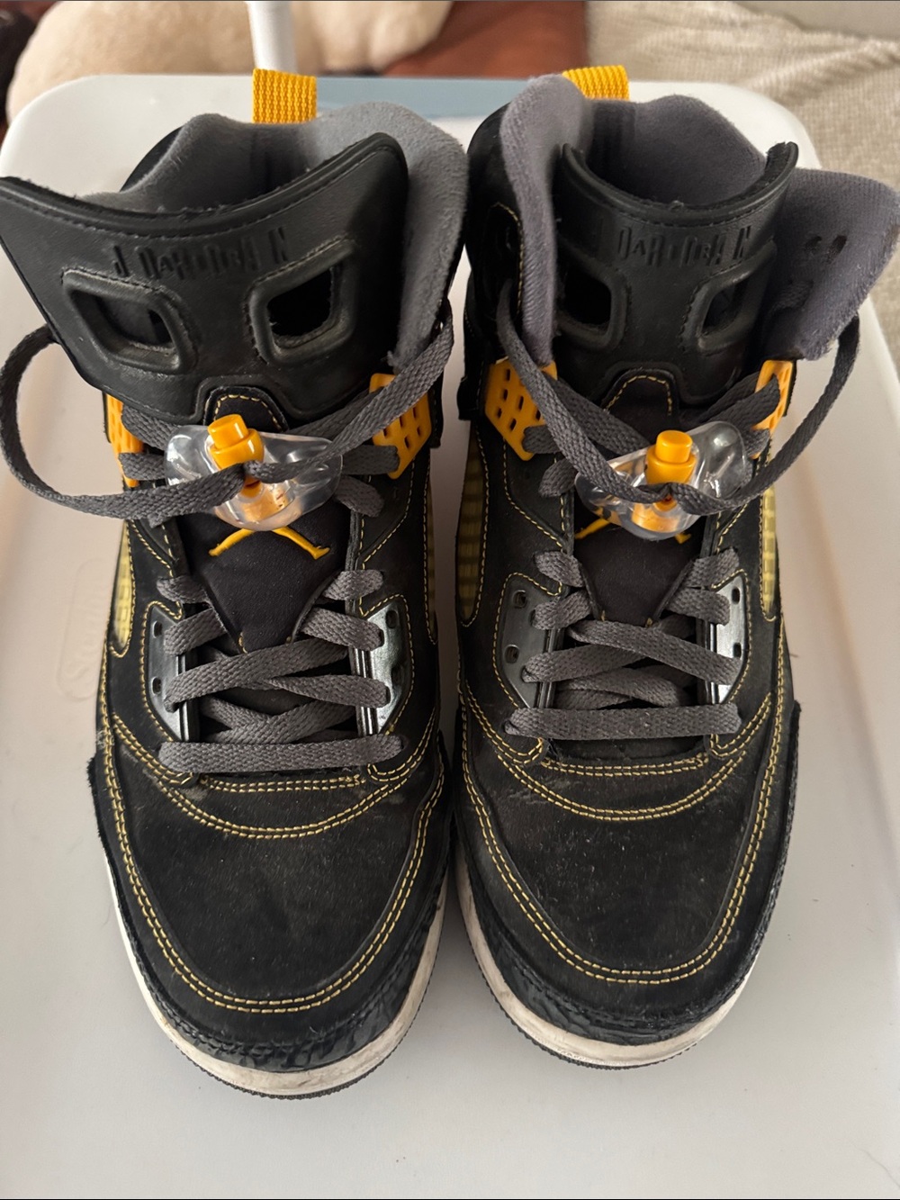 Jordan Black and Yellow High-Top Sneakers